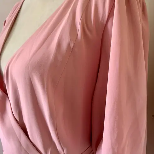 Fame and Partners Georgette Blush Pink V-Neck Wrap Gown Cocktail Dress Size 14