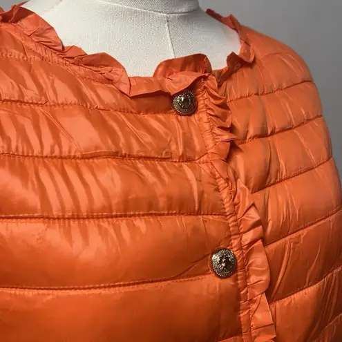 New Bognar Blu Womens XL Lightweight Puffer Coat Orange Spring Preppy Snap