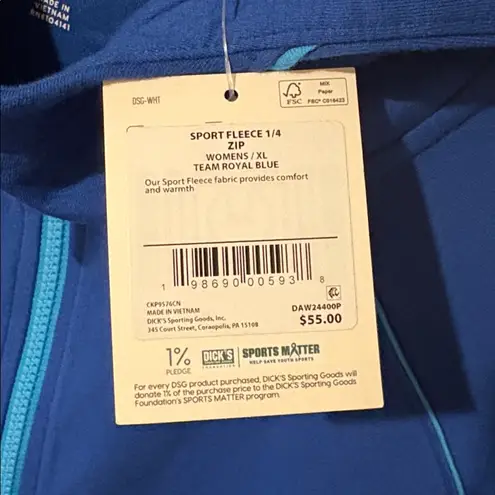 NWT DSG Women's Sport Fleece 1/4 Zip Hoodie | Size: XL Blue