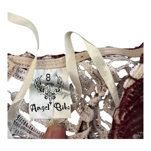 Angel Biba Angel Biba Burgundy Ombre Lace Cut-Out Overlay Dress Size 8