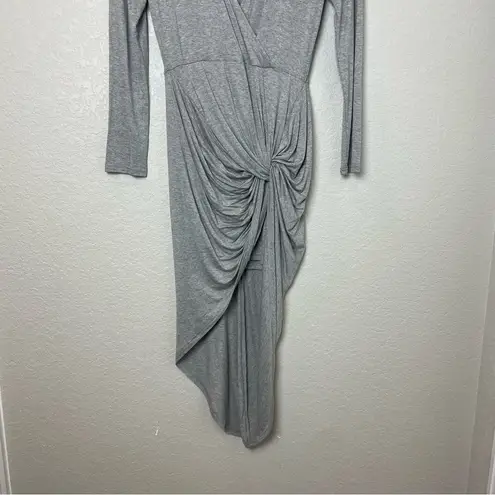 BNWT! SHEINSIDE Elegant Gray Faux Wrap Dress Asymmetrical Skirt Size M