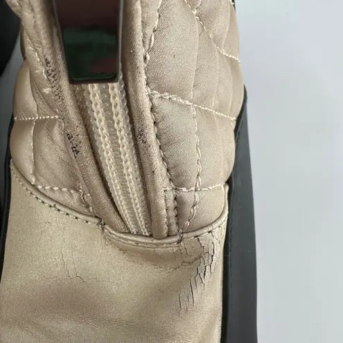 Weatherproof Beige Black Faux Fur Lining Front Zip Quilted Grace Boots Size 10M