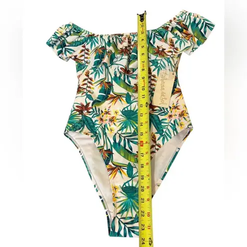 Cabana Del Sol One Piece Swimsuit Off the Shoulder Palm Floral Womens Small NWT