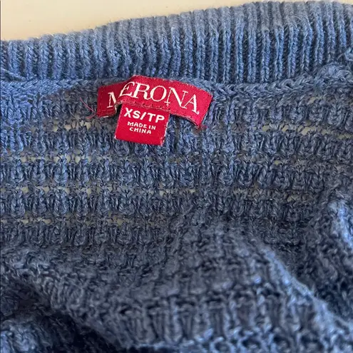 Merona  Short Sleeve Open Knit Linen Blend Sweater Blue Size XS