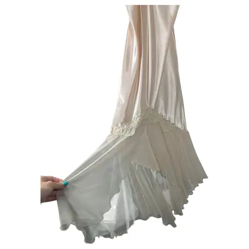 Delicates Vintage Pale Pink Lace Satin Ethereal Fairy Coquette Slip Dress Medium