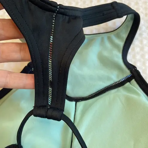 prAna NEW! AZRA TOP Black High Neck Halter Bikini Top XS Racerback Tassel Ties
