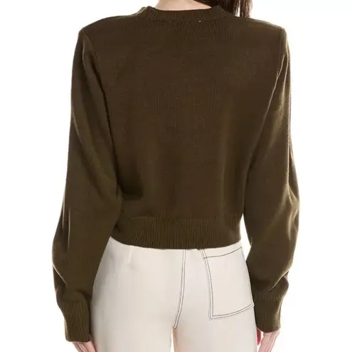 We Wore What Cropped Sweater shoulder pads olive green small oversized like new
