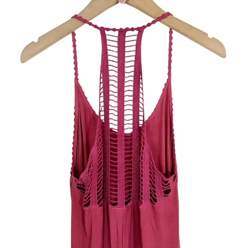 The Sang NWT Pink and White Ombre Crochet Back Maxi Dress Size Small