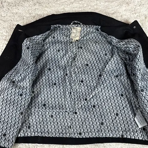 Tulle Anthropologie Black Wool Blend Crop Lined Two Button Blazer Jacket Medium