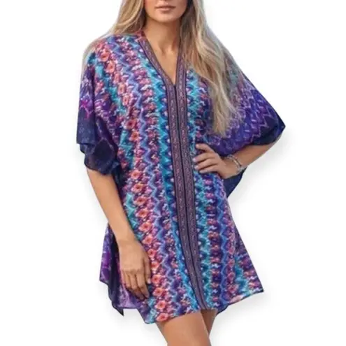 MiracleSuit NWT Bella Alba Cotton Caftan Cover-Up Tassel Kimono size L Beach - Image 2
