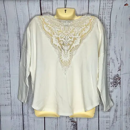 Denim & Supply NWT Size S Floral Skull Graphic - Lace Oversized Sweatshirt Top