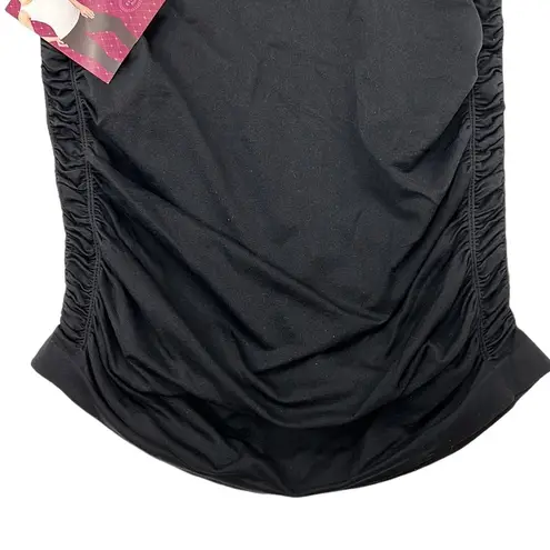 Be Maternity by Ingrid & Isabel New Channel Ruched Black Tank Top Size M/L