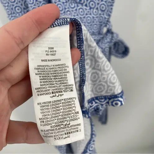 BODEN Ruffle Fixed Wrap Jersey Bluebell Geo Printed Stretch Knit Belted Dress Blue Size 2