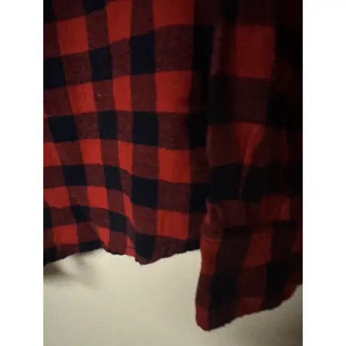 The American Dream Red And Navy Plaid Button Up Slim Fit Women's Shirt Size XL