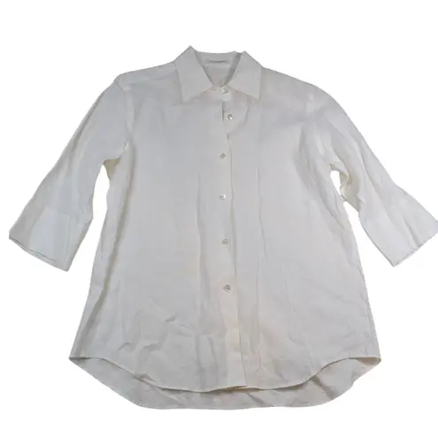 Maria di Ripabianca White Linen Button Down Shirt – XL Made in Italy