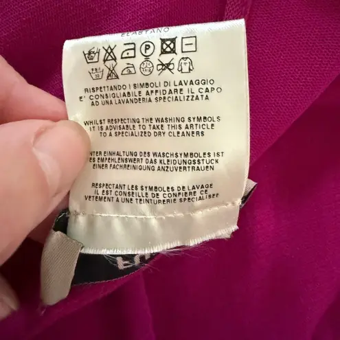 Fuzzi Italy Magenta Fuchsia Fluid Mesh Tulle Midi Long Sleeve Dress $450 20 Pink Size undefined