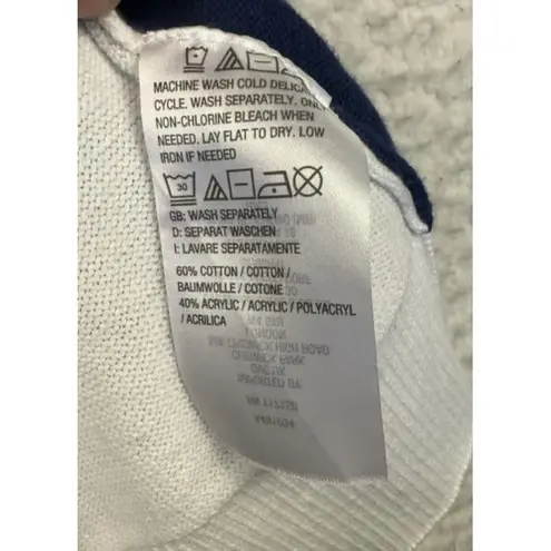 Belle Beach Kim Gravel Sweater Womens 2X Navy White Star Pullover Cotton Blend Blue Size XXL