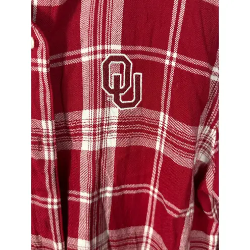 UG Apparel OU Sooners Women’s Plaid Flannel Shirt Red White Size Large