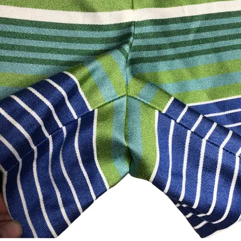 J. McLaughlin  Striped Rayon Blend Shorts Size 10 Green Blue