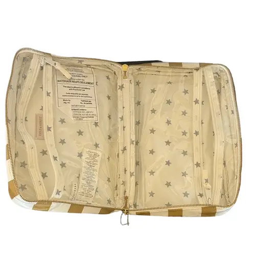 Pottery Barn  x Emily & Merritt Striped Gold and White Large Cosmetic Travel Bag