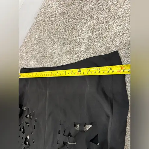 Women’s Casual High Rise High Waist Hollowed Out Cut Out Wide Leg Black Pants Size L