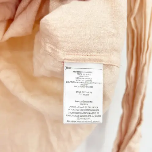 Equipment Femme Womens Beachy Linen Button Down Shirt Long Sleeve Peach Size S