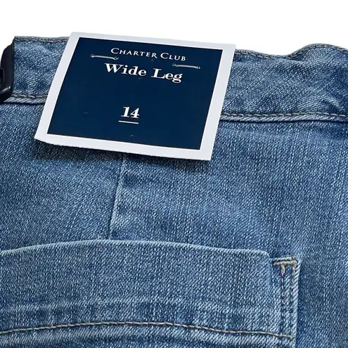 Charter Club SZ 14 Wide Leg Crop Jeans High-Rise Stretch Pockets Tummy Slimming