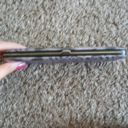 Purple multi animal print metallic wallet