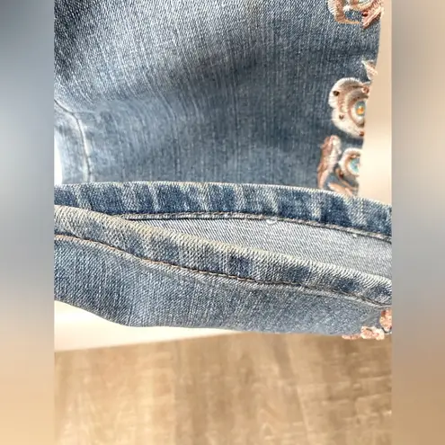 Y2K Vintage Embellished Embroidered Beaded Flare Jeans Low Rise 2000s Fairy Boho Blue Size 27