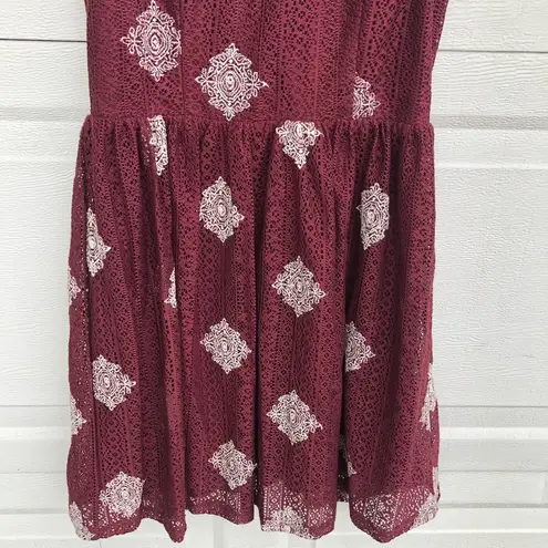 Altar'd State Altar’d State Women’s Dress Wine Lace Fit N Flare Small
