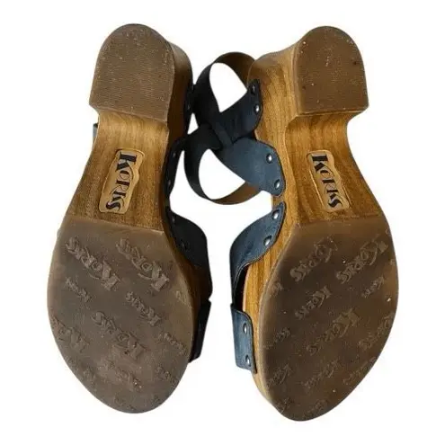 Korks Bagley Platform Cool Grey Leather Studded Chunky Heeled Strappy Sandals 8M Gray Size 8