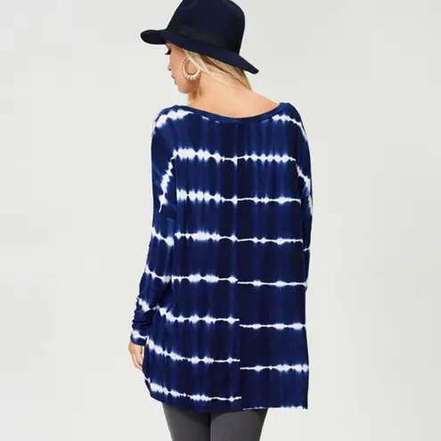 a.gain Tie Dye Stripe Long Sleeve V Neck Tunic XL 2X 3X