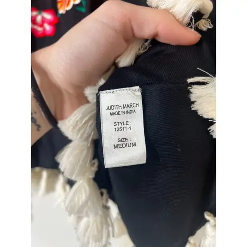 Giddy Up Glamour Embroidered Batwing Top Sz M Boho Hippie Feminine Oversized Black Size M