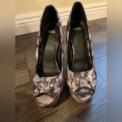 ASOS  Women's Multicolor Platform High Heels with Silver Spikes,Size US 6 - Image 3