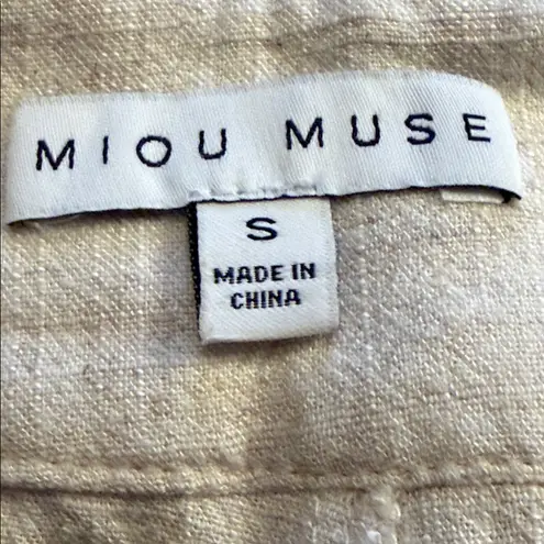 Miou Muse Pleated Linen Blend Jogger Pants Ivory Lagenlook Size Small