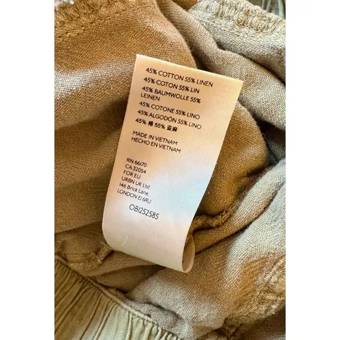 Free People  Linen Cotton Cargo Button-Fly Pants Relaxed Slouchy