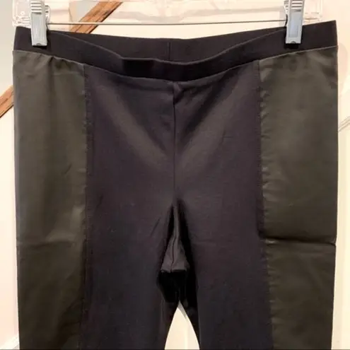 David Lerner Contrast Panel Leggings Faux Leather Black Women’s Size Large