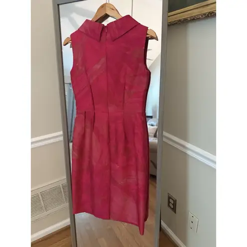 Teri Jon Rickie Freeman Pink Linen Sheath Dress Size 4