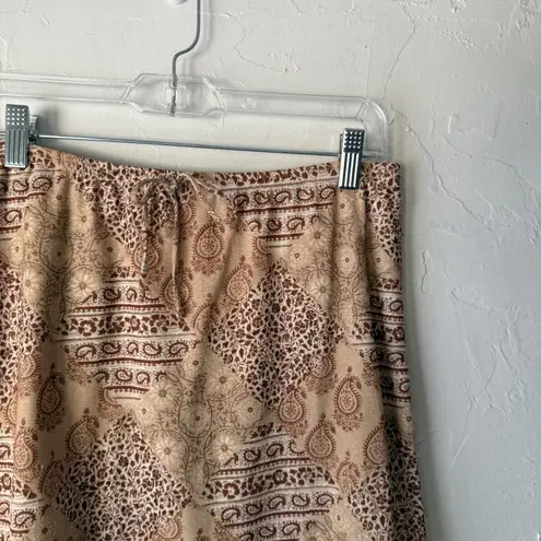Wrap Around by Wrapper Y2k Skirt XL Paisley Boho Handkerchief Hem Made in USA Brown