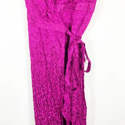 Majorelle  Cubano Maxi Dress Magenta Size XS Wrap Floral Embossed Revolve