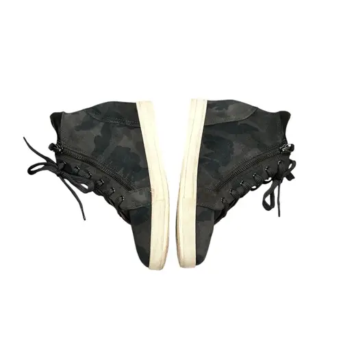 Linea Paolo Gaines Hidden wedge Camo Green Suede laceup zippered sneakers 6