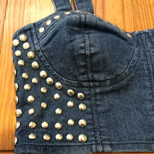 Forever 21  dark denim studded bralette Crop Top S