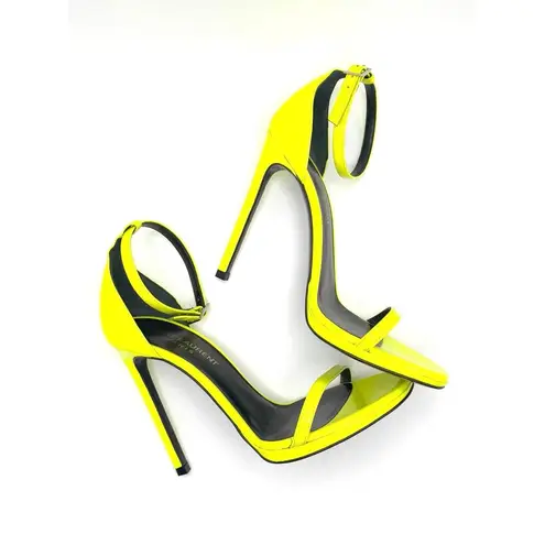 Saint Laurent Amber Ankle Strap Sandals in Fluo Yellow size EU 36
