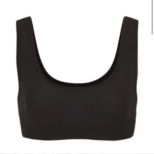 SKIMS Black Cotton Waffle Knit Thermal Ribbed Scoop Loungewear Bra