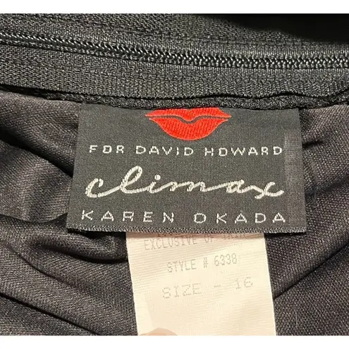 Vintage 80s Climax for David Howard Karen Okada Black Halter Fringe Gown 16 EUC Size undefined