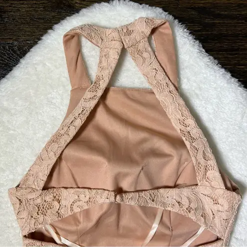 City Studios City Studio Cream Lace Halter Neck Mini Dress