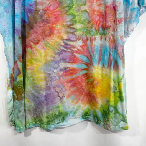 Gloria Vanderbilt XL Top Handmade Tie Dye Embroidered Crochet Neck Colorful 1525