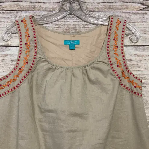 Calypso St. Barth  Boho Embroidered Coastal Neutral Beach Shift Dress