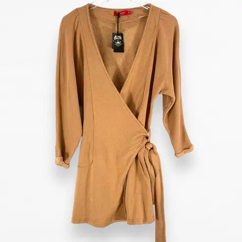 n:philanthropy Mini Wrap Sweater Dress Camel 3/4 Sleeve Size XS New With Tags