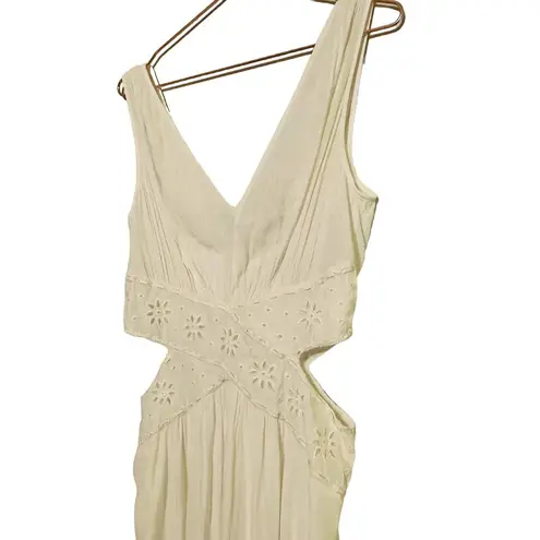 Ramy Brook Ivory Crepe Hourglass V-Neck Sleeveless Lace Cutout Dress Size 10